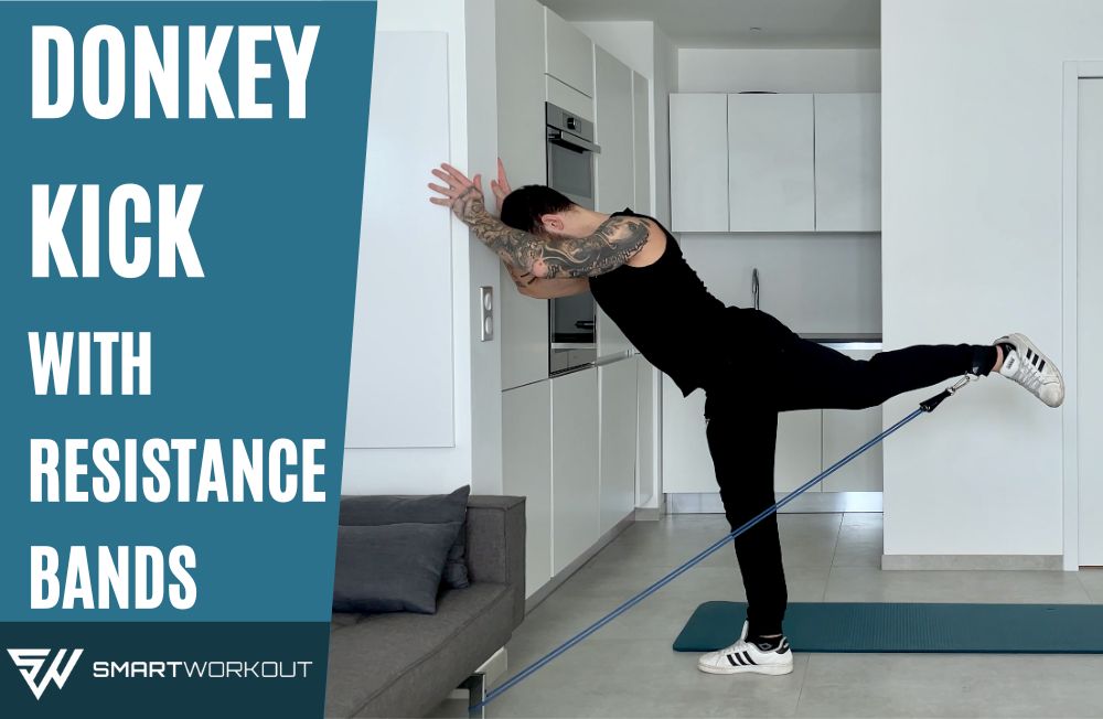 Donkey Kick exercise with resistance bands