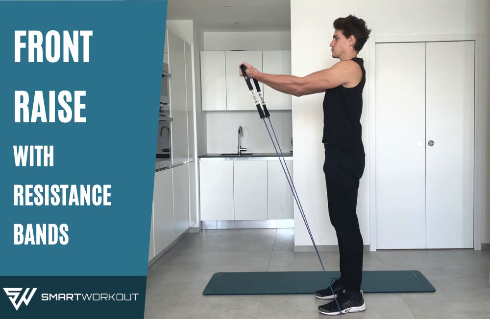Front raise exercise with resistance bands
