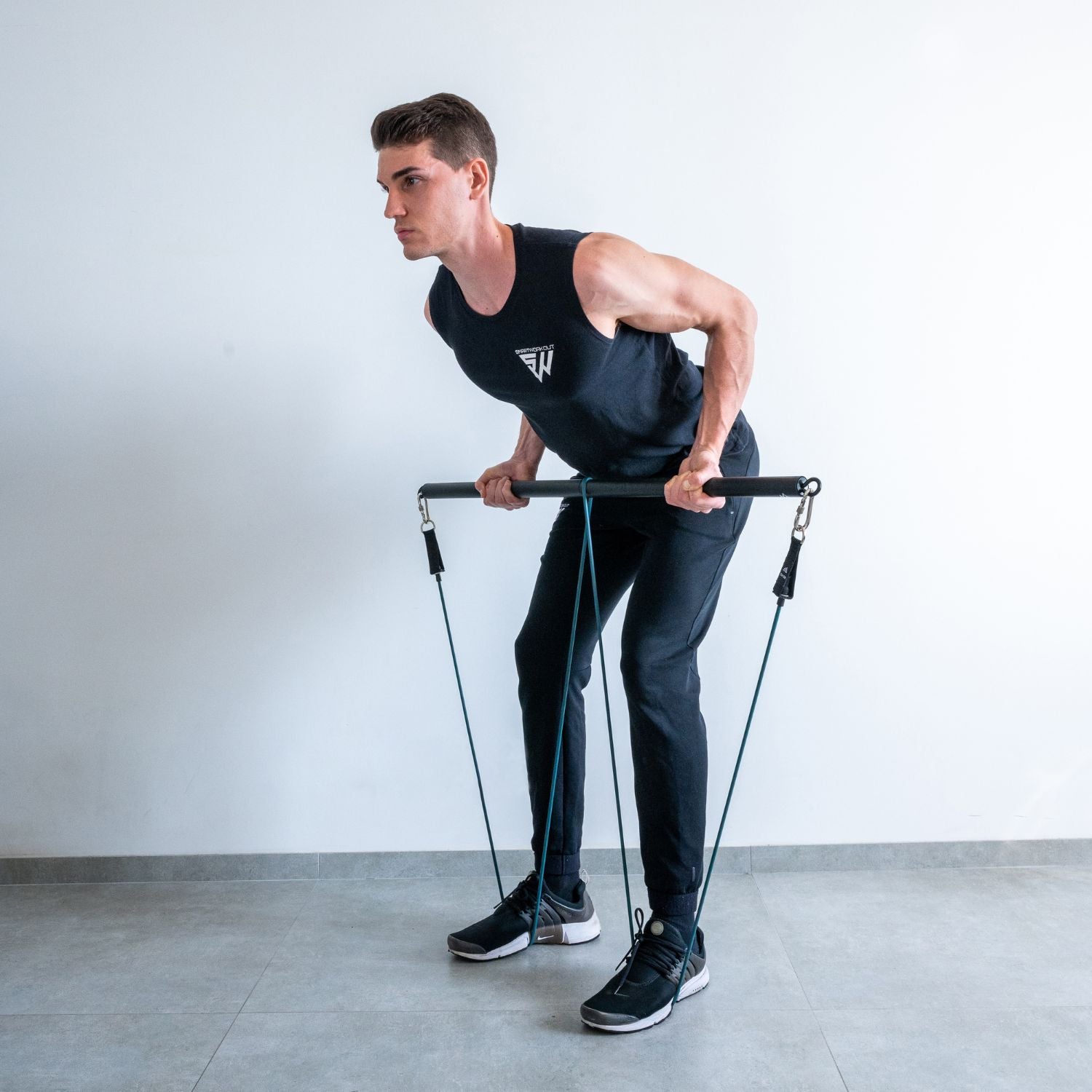 Standing Row Resistance Band Back Row Upper Back Back Workout